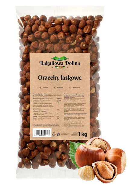 ORZECHY LASKOWE ŁUSKANE 1 KG NATURALNE DO CIAST PRZEKĄSKA BAKALIOWA DOLINA
