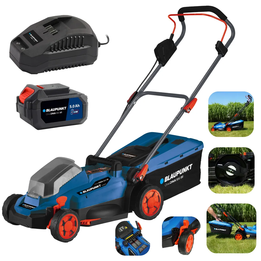 kosiarka-akumulatorowa-18v-33-cm-aku-5ah-ladowarka-blaupunkt-cl3010-stan-nowy