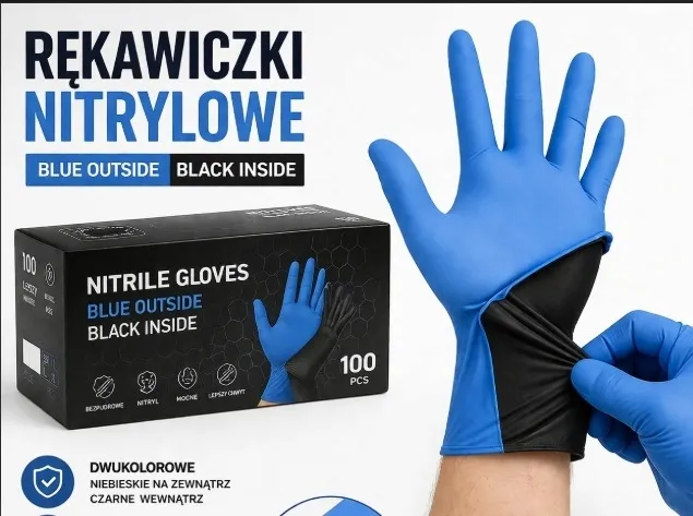 Rękawiczki Rękawice NITRYLOWE Niebieskie GRUBE ”BRILLIANT” 100szt. ”S”