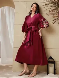 kc67209-shein-bordowa-sukienka-midi-haftowane-rekawy-bufki-15-xl