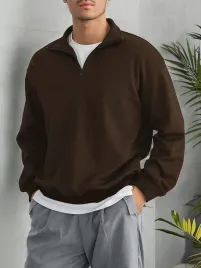 wc23122-shein-cienka-gladka-brazowa-bluza-meska-z-zamkiem-14-xl