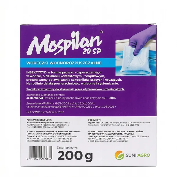 MOSPILAN 20 SP 200g Oryginalny Insektycyd na Mszyce Stonkę Woreczki