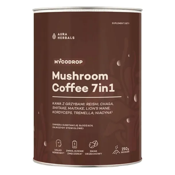 Aura Herbals Mycodrop Kawa Z Grzybami 7w1 Energia Niacyna Zmęczenie 250 g