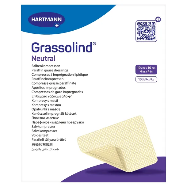 Grassolind Neutral 10cm x 10cm – opatrunek z maścią na oparzenia 10 sztuk