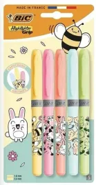 zakreslacze-bic-highlighter-grip-pastel-kawaii-zestaw-5-szt