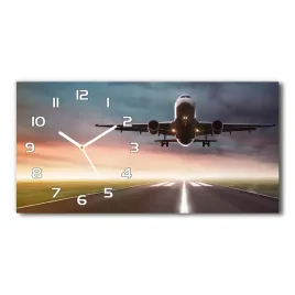 zegar-scienny-szklany-startujacy-samolot-60x30-cm