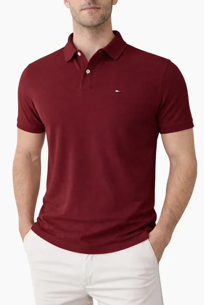 Tommy Hilfiger Koszulka Polo Męska – Bordowa – r. M