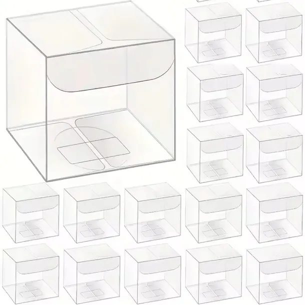 50 X Pudełeczka kwadratowe transparentne Podziękowania 7x7x7cm - XL 50 szt