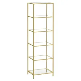 regal-lazienkowy-6-polek-177-cm-vasagle-zloty-szklany-slupek-glamour