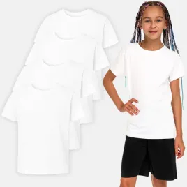 koszulka-t-shirt-dziewczecy-bawelniany-gladki-na-w-f-zestaw-4-pak-biala-158