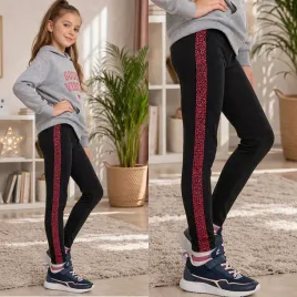 legginsy-getry-dziewczece-bawelniane-dlugie-ozdobny-lampas-czarne-134