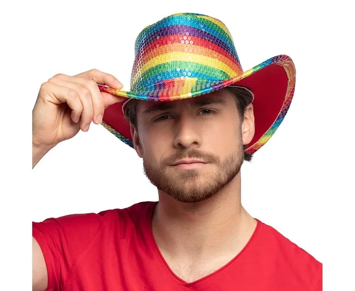 kapelusz-kowbojski-teczowy-lgbtqa-pride-month-tecza-teczowe-party-rodeo-postac-temat-kowboj