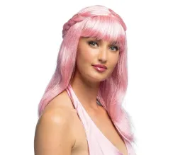 peruka-pink-rozowe-dlugie-wlosy-grzywka-warkocz-przebranie