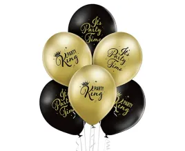 balony-lateksowe-party-king-czarne-i-zlote-przyjecie-party-30-cm-6-szt