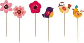 pikery-summer-letni-motyw-kwiaty-ptaszki-6-szt