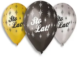 balony-na-urodziny-sto-lat-zlote-czarne-srebrne-6-szt