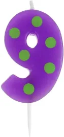 swieczka-cyfra-9-urodziny-dziecka-w-kropki-na-tort
