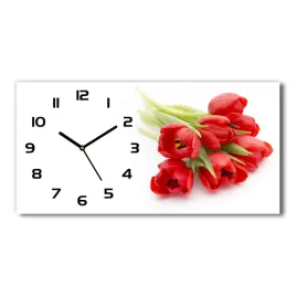 zegar-scienny-szklany-czerwone-tulipany-60x30-cm