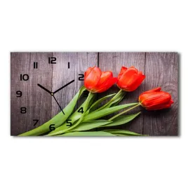 zegar-scienny-szklany-czerwone-tulipany-60x30-cm