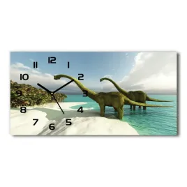 zegar-scienny-szklany-dinozaury-na-plazy-60x30-cm