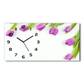 zegar-scienny-szklany-fioletowe-tulipany-60x30-cm