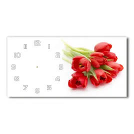 zegar-scienny-szklany-czerwone-tulipany-60x30-cm