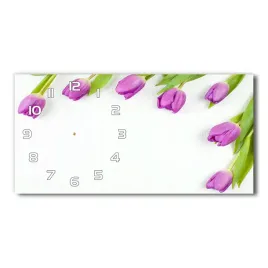 zegar-scienny-szklany-fioletowe-tulipany-60x30-cm
