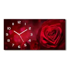 zegar-scienny-szklany-czerwona-roza-serca-60x30-cm