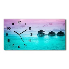 zegar-scienny-szklany-bungalowy-nad-woda-60x30-cm