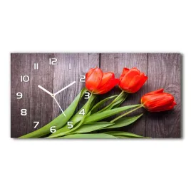 zegar-scienny-szklany-czerwone-tulipany-60x30-cm
