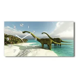 zegar-scienny-szklany-dinozaury-na-plazy-60x30-cm