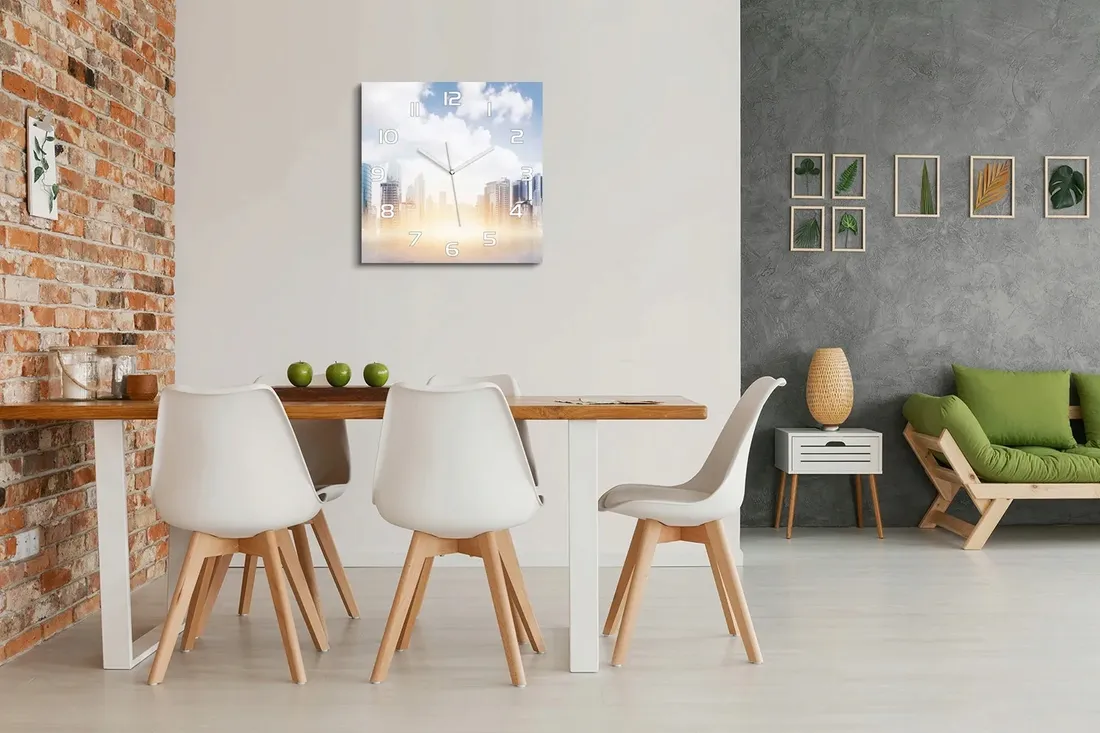 zegar-scienny-ze-szkla-duzy-drapacze-chmur-60x60