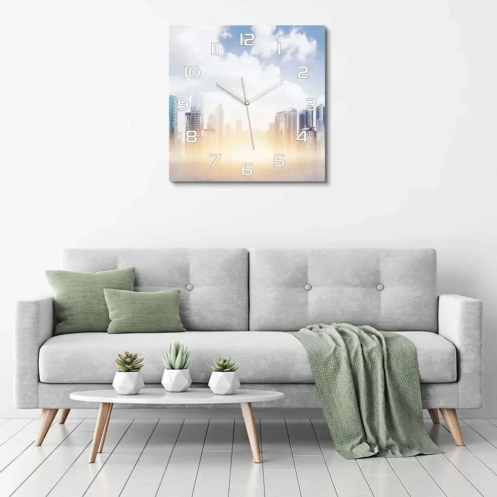 zegar-scienny-ze-szkla-duzy-drapacze-chmur-60x60-stan-nowy