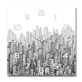 zegar-scienny-ze-szkla-duzy-drapacze-chmur-60x60