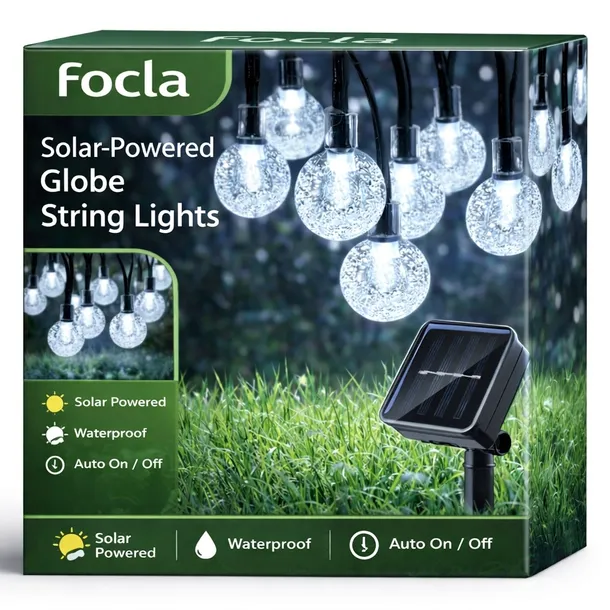 GIRLANDA SOLARNA OGRODOWA 50 LED 12 METRÓW LAMPKI SOLARNE NA BALKON IP44