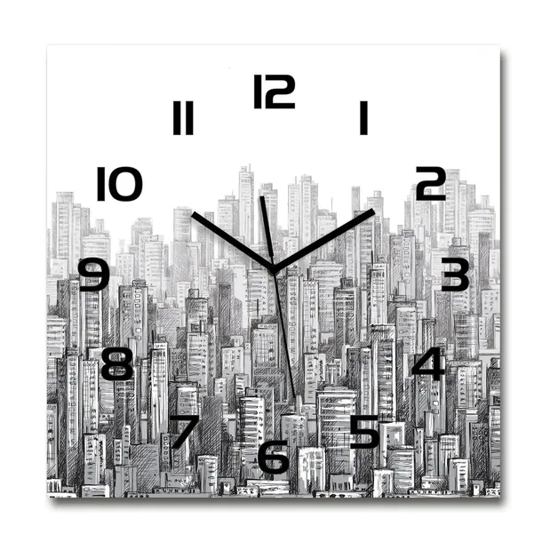 zegar-scienny-ze-szkla-duzy-drapacze-chmur-60x60