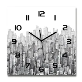 zegar-scienny-ze-szkla-duzy-drapacze-chmur-60x60