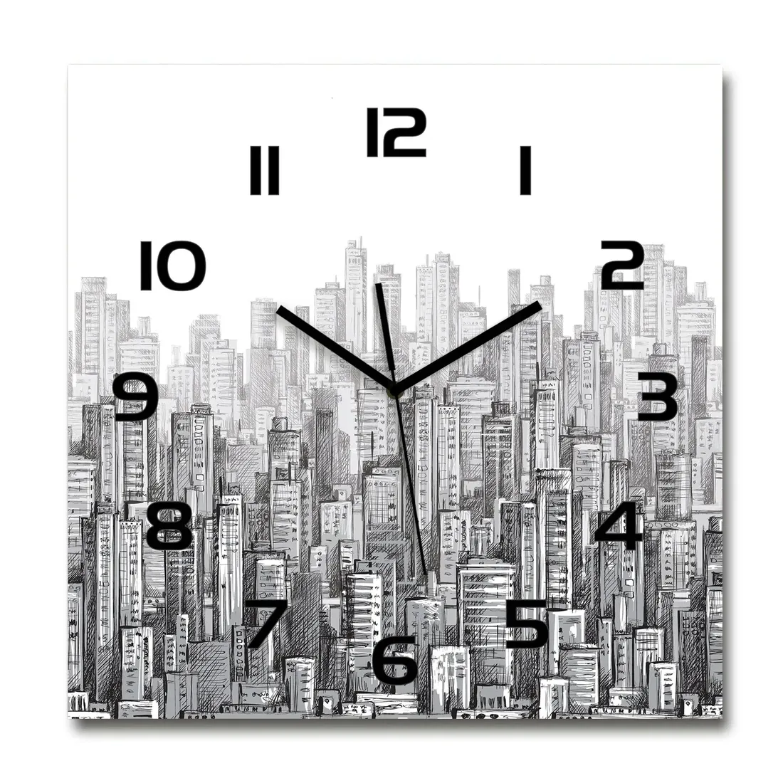 zegar-scienny-ze-szkla-duzy-drapacze-chmur-60x60