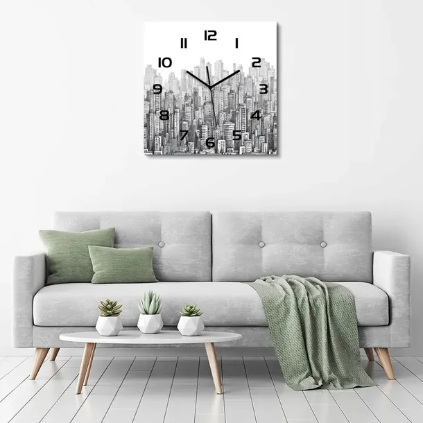 zegar-scienny-ze-szkla-duzy-drapacze-chmur-60x60-typ-scienny