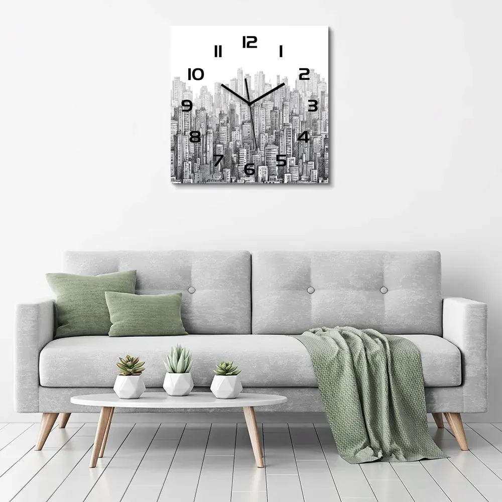 zegar-scienny-ze-szkla-duzy-drapacze-chmur-60x60-stan-nowy