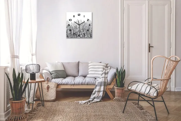 zegar-scienny-ze-szkla-duzy-drapacze-chmur-60x60-zasilanie-baterie