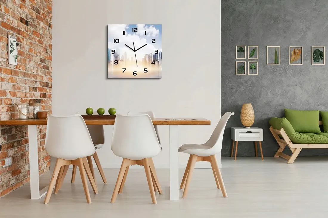 zegar-scienny-ze-szkla-duzy-drapacze-chmur-60x60