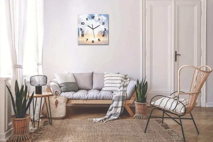 zegar-scienny-ze-szkla-duzy-drapacze-chmur-60x60-zasilanie-baterie