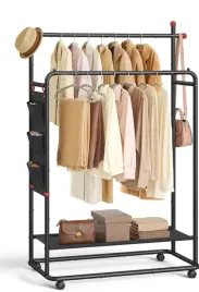 wieszak-stojacy-songmics-czarny-2-drazki-polka-organizer-kola