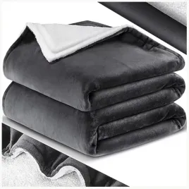kesser-koc-sherpa-130x150-cm-antracytowy-miekki-cieply-flanela