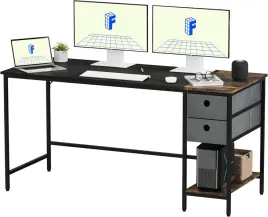 biurko-flexispot-160x60-dab-vintage-z-regalem-i-szufladami-do-biura