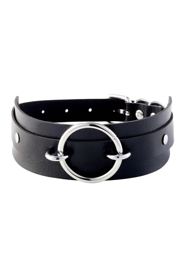 kinky-diva-o-ring-front-collar-black-silver