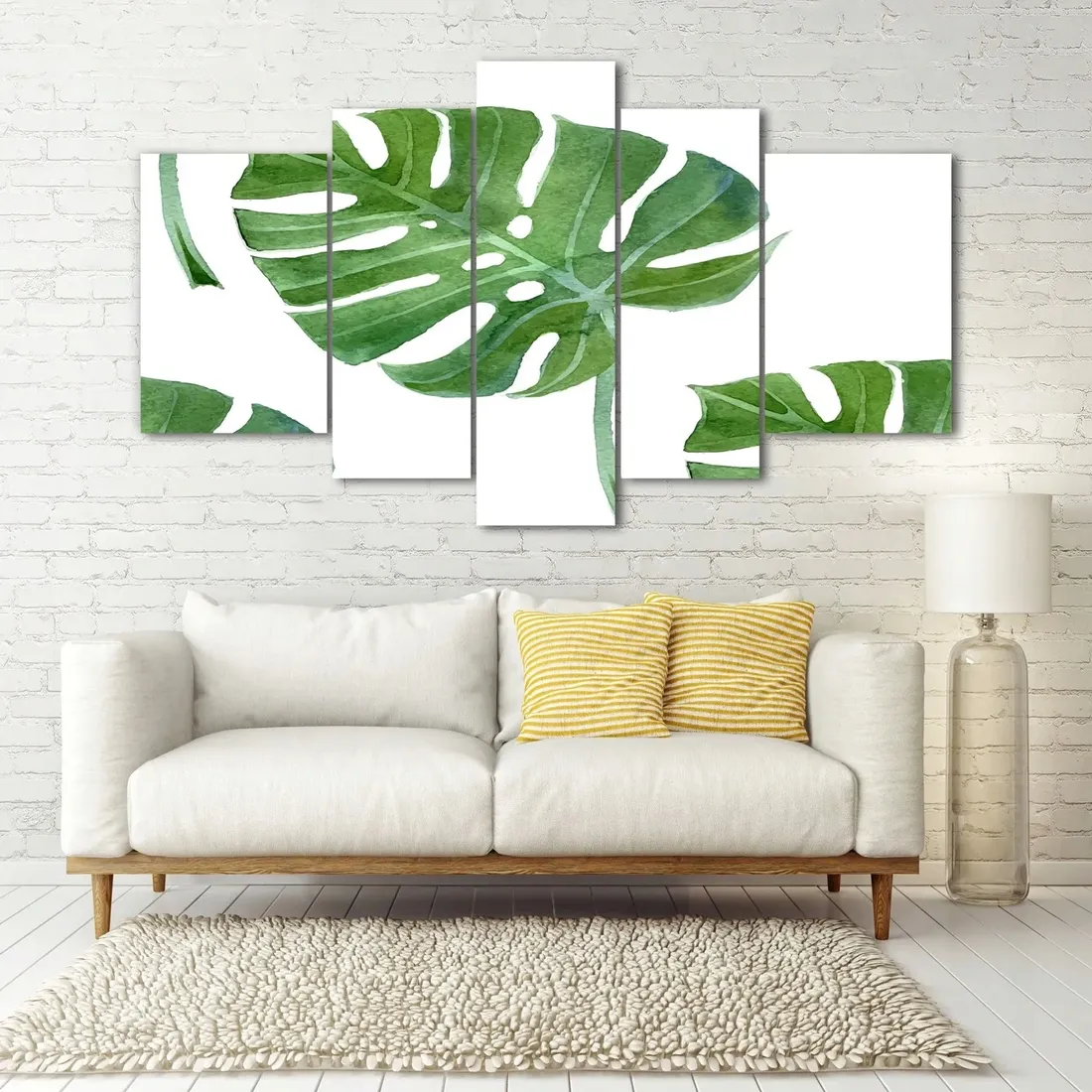 obraz-szklo-akrylowe-tryptyk-scienny-monstera-stan-nowy