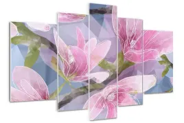 obraz-akrylowy-tryptyk-na-sciane-rozowa-magnolia