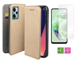 etui-z-klapka-do-xiaomi-redmi-note-12-5g-obudowa-case-zloty-szklo-na-ekran